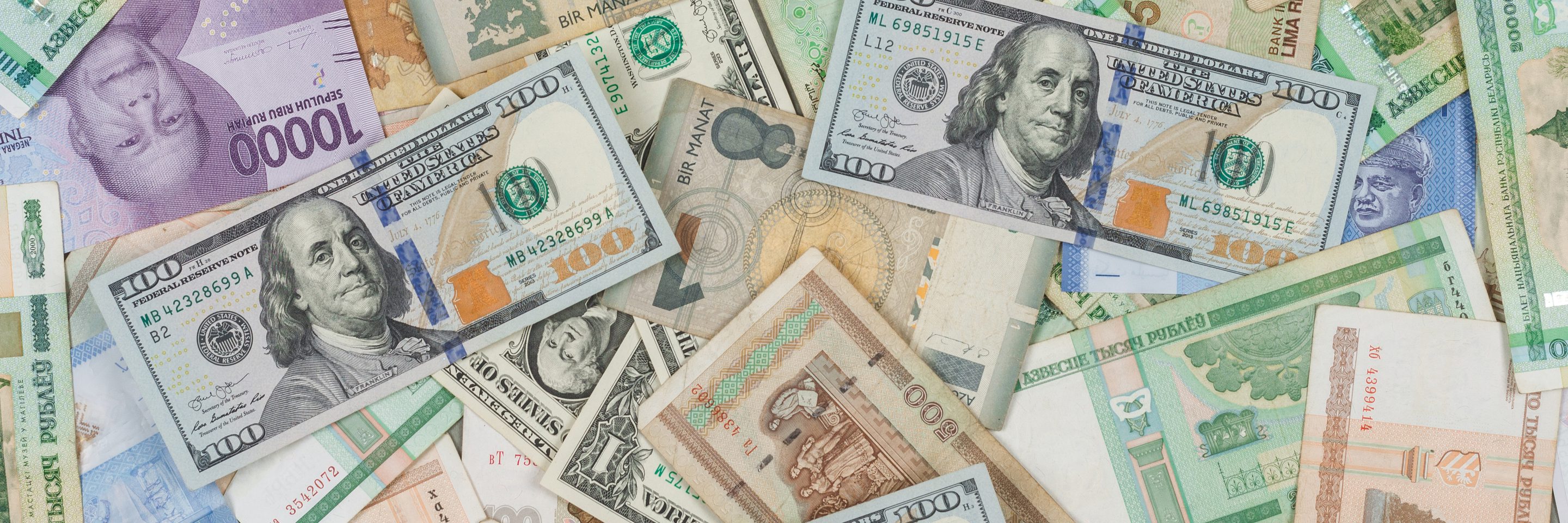 Business financial concept stack money background flat lay