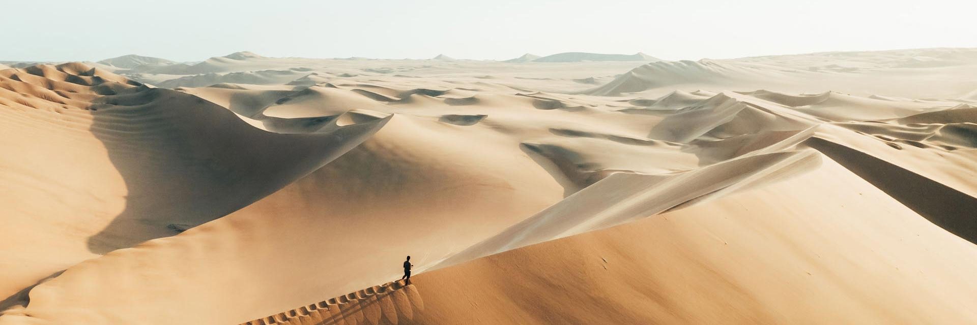 Person on sand dune in desert sunset of huacachina 2023 11 27 05 03 50 utc
