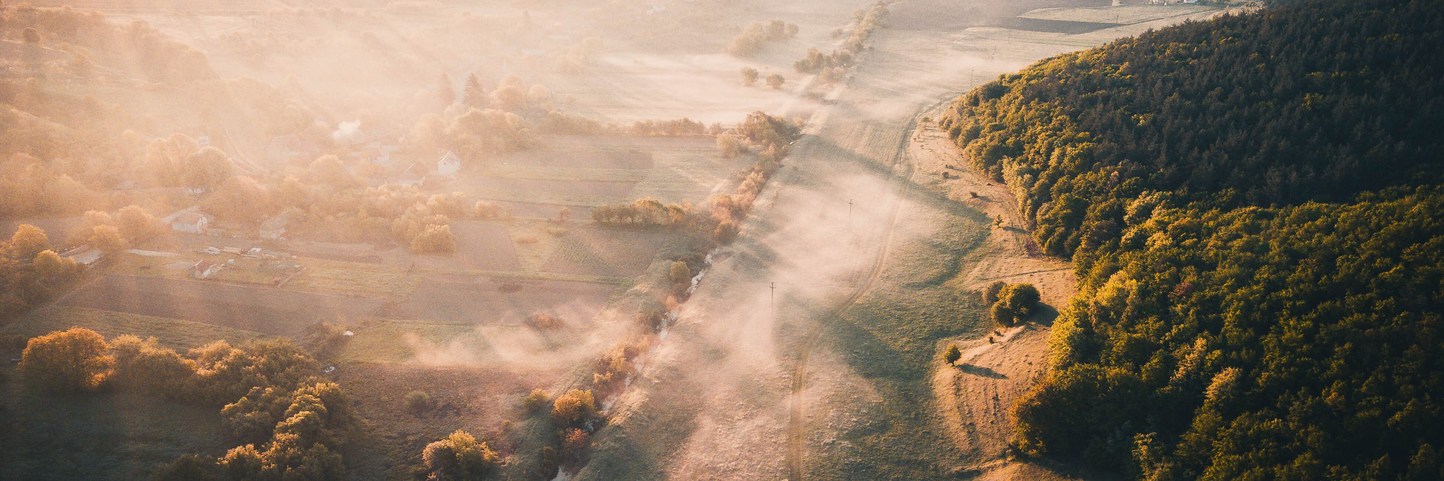 Aerial view landscape against sky sunset