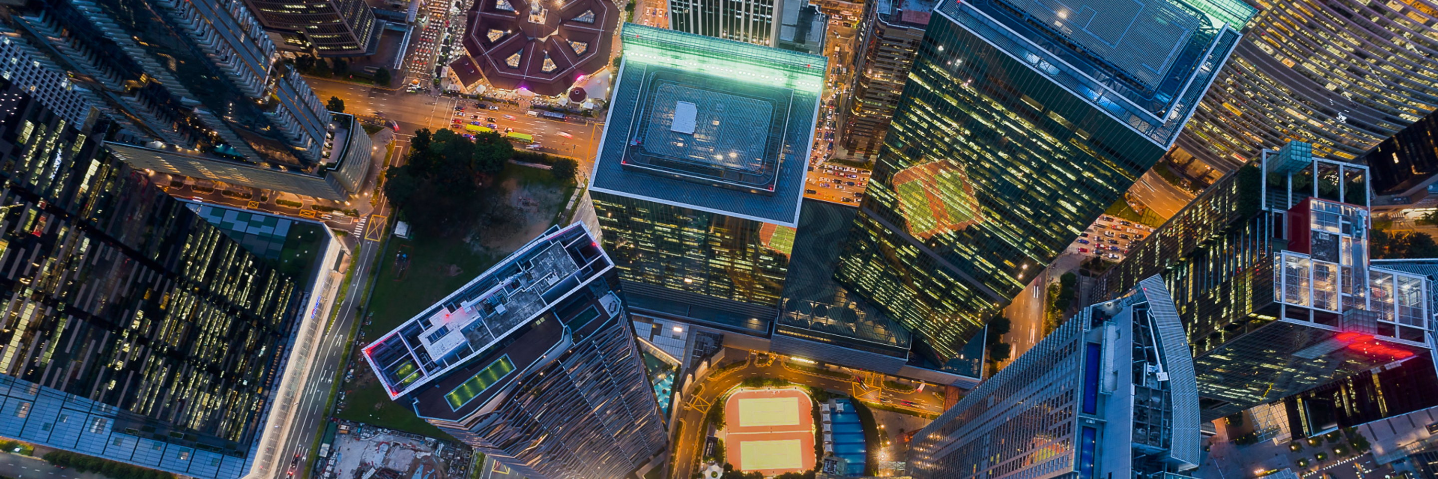 Birds eye view of singapore skyline cbd downtown lau pa sat