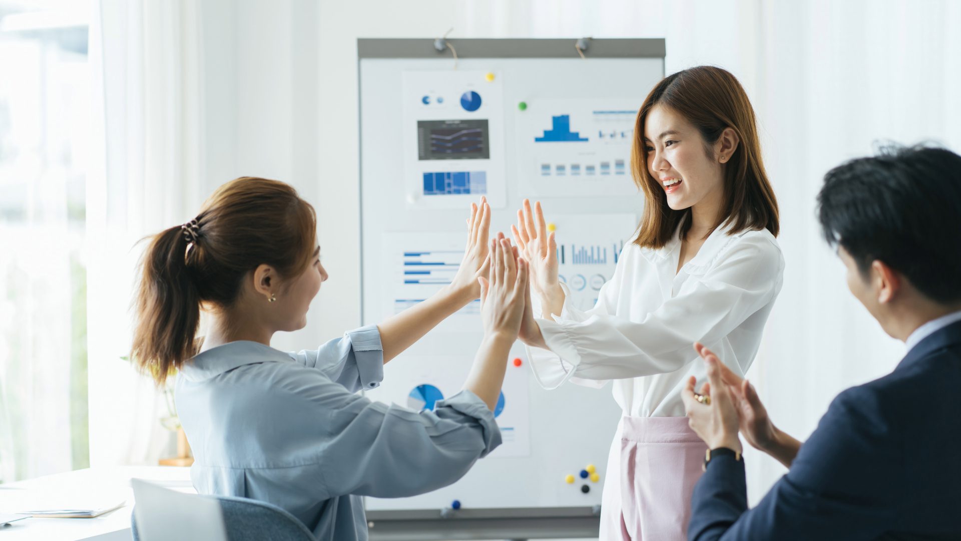 Discussing table graph women ladies