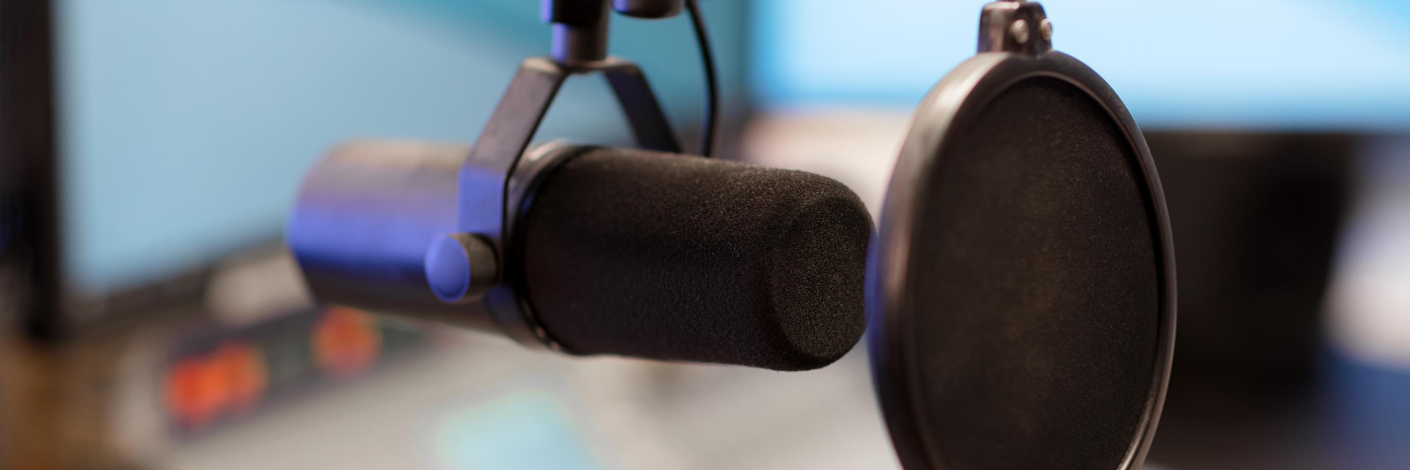 Microphone in modern radio station broadcasting st HS7 VFKL